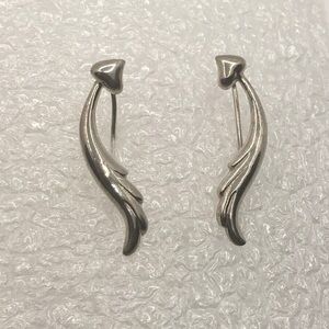 Vtg Sterling Silver Winged Heart Hearts
Earrings 1"